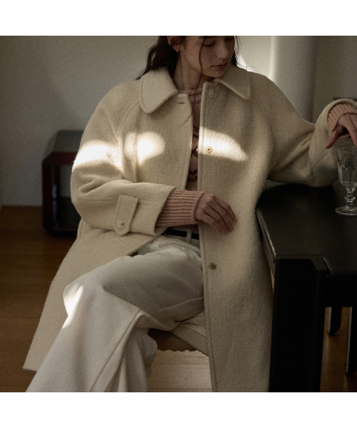 BEMUSE MANSION(ビミューズマンション)の「New raglan half coat - Light beige(チェスターコート・レディース・オートミール・FREE)」の3枚目の写真