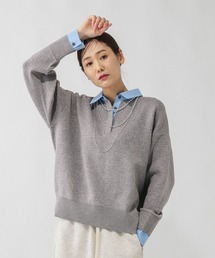 GLOBAL WORK | シャツカラードッキングニット/640405(ニット/セーター)