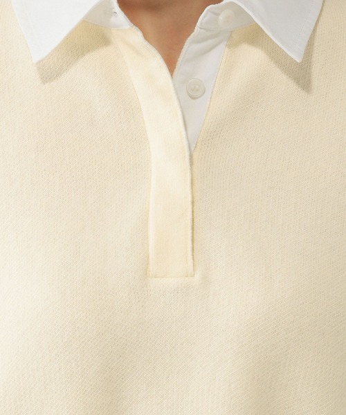 GLOBAL WORK（グローバルワーク）の「シャツカラードッキングニット/640405（ニット/セーター・レディース・ライトグレー/オフホワイト・MEDIUM/LARGE）」の19枚目の写真