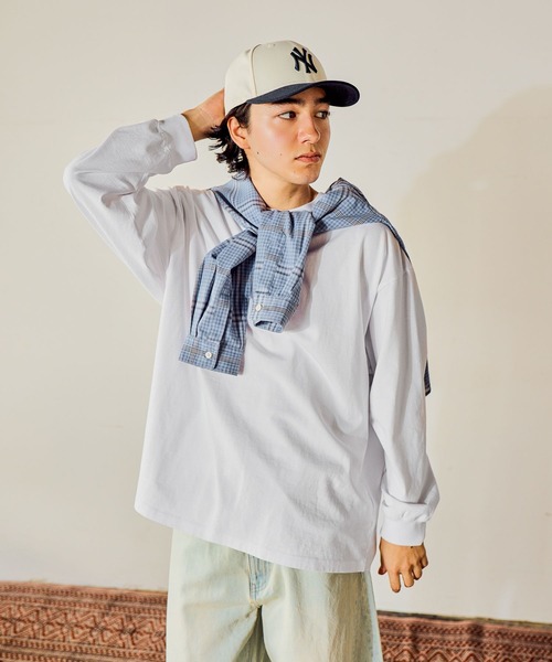 niko and...（ニコアンド）の「USAコットン無地ロンT（Tシャツ/カットソー・メンズ・チャコール/オフホワイト/ピンク/サックスブルー・MEDIUM/LARGE）」の5枚目の写真