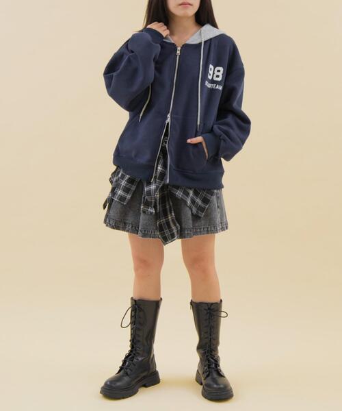 WOND（ウォンド）の「WOND/【26年春夏新作】バイカラーナンバリングジップパーカー（パーカー・レディース・杢グレー/ネイビー・FREE）」の5枚目の写真