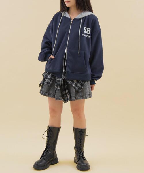 WOND（ウォンド）の「WOND/【26年春夏新作】バイカラーナンバリングジップパーカー（パーカー・レディース・杢グレー/ネイビー・FREE）」の14枚目の写真