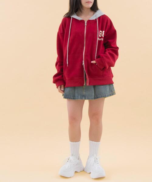 WOND（ウォンド）の「WOND/【26年春夏新作】バイカラーナンバリングジップパーカー（パーカー・レディース・杢グレー/ネイビー・FREE）」の11枚目の写真