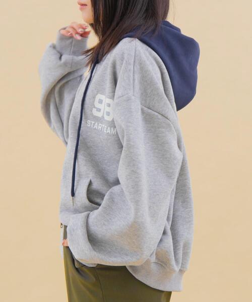 WOND（ウォンド）の「WOND/【26年春夏新作】バイカラーナンバリングジップパーカー（パーカー・レディース・杢グレー/ネイビー・FREE）」の7枚目の写真