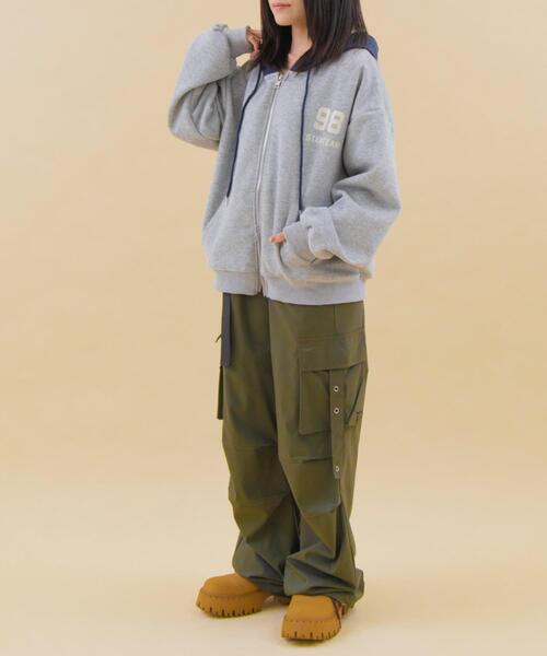 WOND（ウォンド）の「WOND/【26年春夏新作】バイカラーナンバリングジップパーカー（パーカー・レディース・杢グレー/ネイビー・FREE）」の8枚目の写真