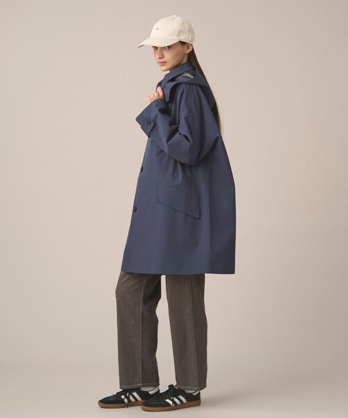 Women's 3-Layer Cloth Hooded Balmacaan Coat（ステンカラーコート