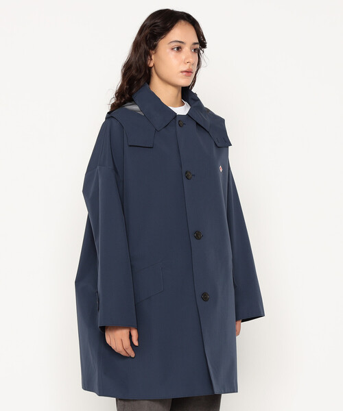 Women's 3-Layer Cloth Hooded Balmacaan Coat（ステンカラーコート