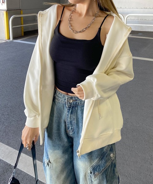 non-hedge（ノンヘッジ）の「フードロゴビッグジップアップパーカー（パーカー・レディース・ワインレッド/ネイビー/ブラック/オフホワイト/グレー・FREE）」の18枚目の写真