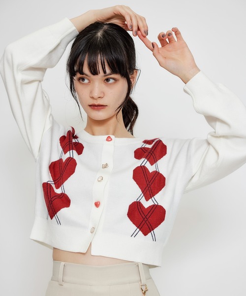 REDYAZEL（レディアゼル）の「Love Me Heart アーガイルニットカーディガン（カーディガン/ボレロ・レディース・ネイビー/レッド/オフホワイト・FREE）」の17枚目の写真