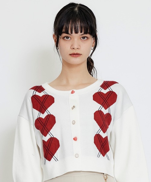 REDYAZEL（レディアゼル）の「Love Me Heart アーガイルニットカーディガン（カーディガン/ボレロ・レディース・ネイビー/レッド/オフホワイト・FREE）」の21枚目の写真