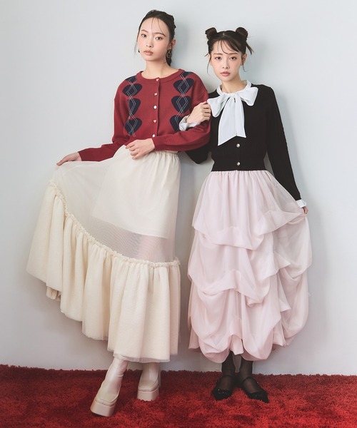 REDYAZEL（レディアゼル）の「Love Me Heart アーガイルニットカーディガン（カーディガン/ボレロ・レディース・ネイビー/レッド/オフホワイト・FREE）」の5枚目の写真