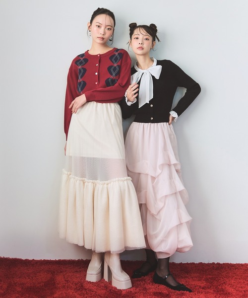 REDYAZEL（レディアゼル）の「Love Me Heart アーガイルニットカーディガン（カーディガン/ボレロ・レディース・ネイビー/レッド/オフホワイト・FREE）」の6枚目の写真