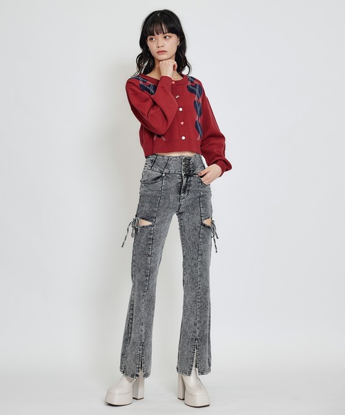 REDYAZEL（レディアゼル）の「Love Me Heart アーガイルニットカーディガン（カーディガン/ボレロ・レディース・ネイビー/レッド/オフホワイト・FREE）」の12枚目の写真