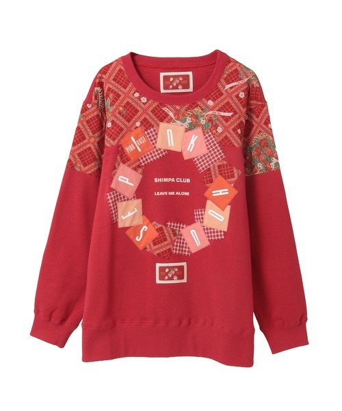 PINK HOUSE（ピンクハウス）の「イニシャルロゴアップリケ使いトレーナー（スウェット・レディース・ブルー/ブラック/キナリ/レッド/グリーン・フリー）」の5枚目の写真