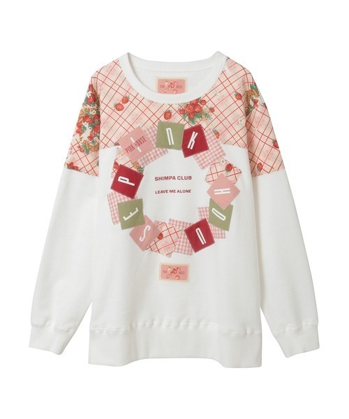 PINK HOUSE（ピンクハウス）の「イニシャルロゴアップリケ使いトレーナー（スウェット・レディース・ブルー/ブラック/キナリ/レッド/グリーン・フリー）」の6枚目の写真