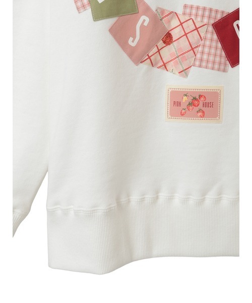 PINK HOUSE（ピンクハウス）の「イニシャルロゴアップリケ使いトレーナー（スウェット・レディース・ブルー/ブラック/キナリ/レッド/グリーン・フリー）」の10枚目の写真