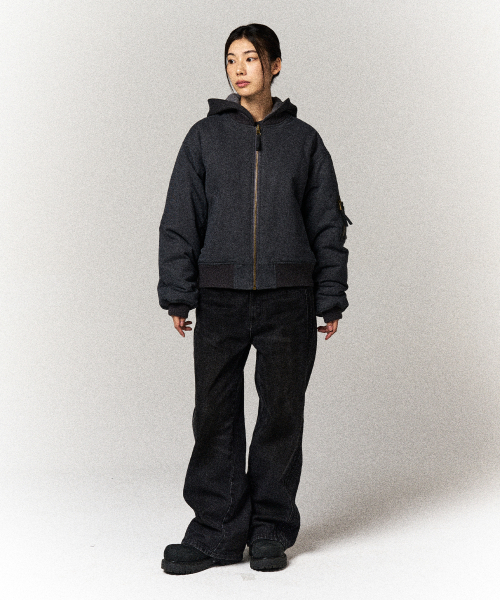 SLOWACID（スローアシッド）の「ヘビーリバーシブルボンバージャケット[チャコール]（ブルゾン・レディース・その他・SMALL/LARGE）」の8枚目の写真