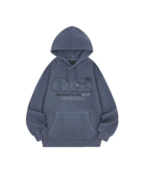 ODSD пигментная футболка Damage Oversize с капюшоном — NAVY