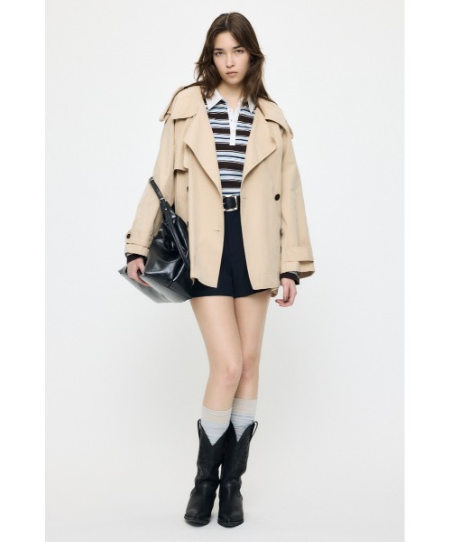 MOUSSY(マウジー)の「SHORT TRENCH コート(トレンチコート・レディース・ベージュ/ネイビー・FREE)」の6枚目の写真