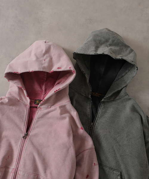 JOURNAL STANDARD J.S HOMESTEAD（ジャーナルスタンダードホームステッド）の「J.S.Homestead / パシフィック 裏毛 ジップ パーカー（パーカー・メンズ・ブラック系その他/ピンク・LARGE/MEDIUM）」の3枚目の写真