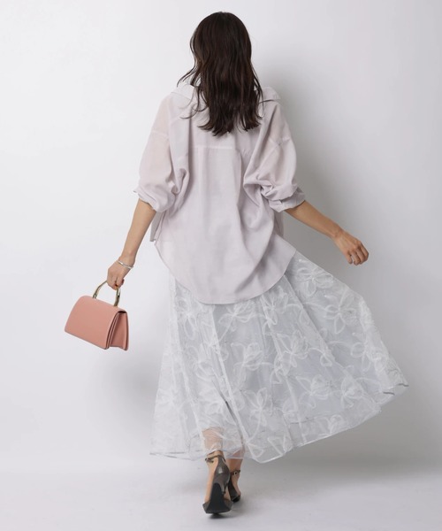 JUSGLITTY（ジャスグリッティー）の「エンブロイダリーチュールスカート（スカート・レディース・ライトグレー/ベージュ・2/1/0）」の8枚目の写真