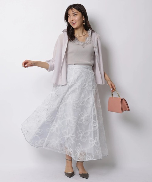 JUSGLITTY（ジャスグリッティー）の「エンブロイダリーチュールスカート（スカート・レディース・ライトグレー/ベージュ・2/1/0）」の10枚目の写真