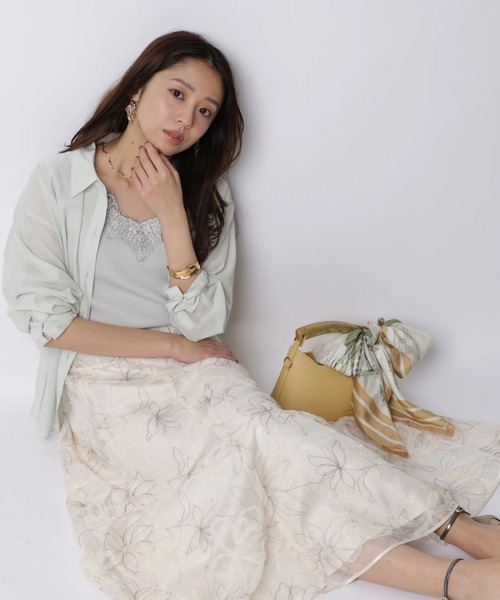 JUSGLITTY（ジャスグリッティー）の「エンブロイダリーチュールスカート（スカート・レディース・ライトグレー/ベージュ・2/1/0）」の18枚目の写真