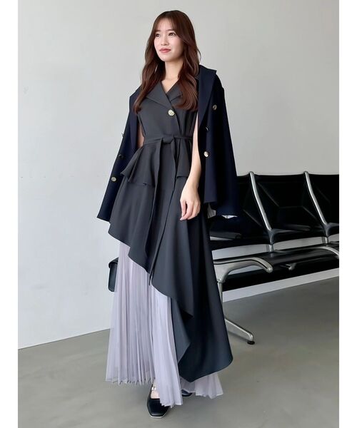 dazzlin（ダズリン）の「アシメプリーツトレンチワンピース（ワンピース・レディース・チャコールグレー/オフホワイト/その他・MEDIUM/SMALL/X-SMALL）」の8枚目の写真