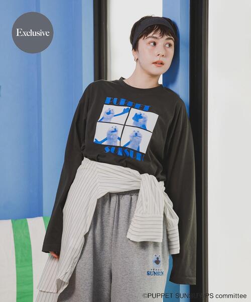 SENSE OF PLACE by URBAN RESEARCH（センスオブプレイスバイアーバンリサーチ）の「『ユニセックス』『別注』SUNSUN×SENSE OF PLACE　グラフィックTシャツ（Tシャツ/カットソー・レディース・チャコールグレー/オフホワイト・LARGE/MEDIUM）」の2枚目の写真