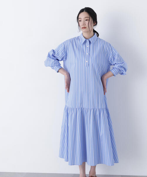 N.（N. Natural Beauty Basic）（エヌエヌナチュラルビューティーベーシック）の「オーバーシャツワンピース（シャツワンピース・レディース・ベージュ/パープル/ブルー系その他・MEDIUM/P/S）」の4枚目の写真