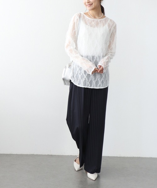 Jines（ジネス）の「チュールフリルトップス（Tシャツ/カットソー・レディース・ホワイト/ピンク/ブラック・38）」の10枚目の写真