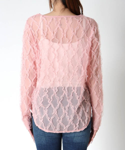 Jines（ジネス）の「チュールフリルトップス（Tシャツ/カットソー・レディース・ホワイト/ピンク/ブラック・38）」の16枚目の写真