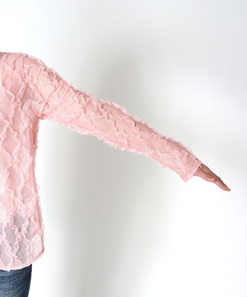 Jines（ジネス）の「チュールフリルトップス（Tシャツ/カットソー・レディース・ホワイト/ピンク/ブラック・38）」の18枚目の写真