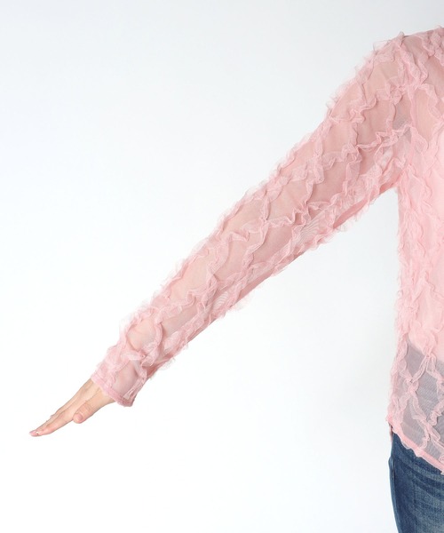 Jines（ジネス）の「チュールフリルトップス（Tシャツ/カットソー・レディース・ホワイト/ピンク/ブラック・38）」の19枚目の写真