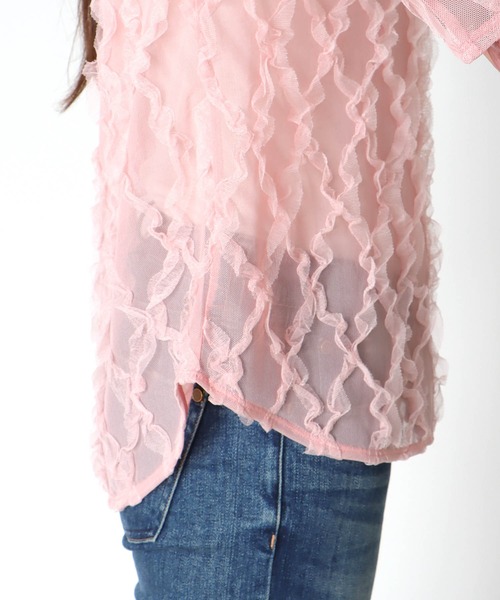 Jines（ジネス）の「チュールフリルトップス（Tシャツ/カットソー・レディース・ホワイト/ピンク/ブラック・38）」の20枚目の写真