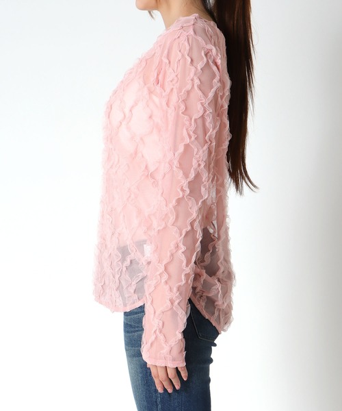 Jines（ジネス）の「チュールフリルトップス（Tシャツ/カットソー・レディース・ホワイト/ピンク/ブラック・38）」の15枚目の写真