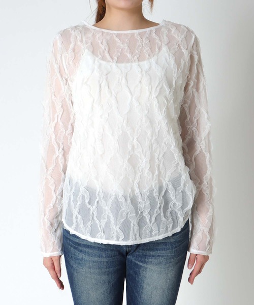 Jines（ジネス）の「チュールフリルトップス（Tシャツ/カットソー・レディース・ホワイト/ピンク/ブラック・38）」の22枚目の写真