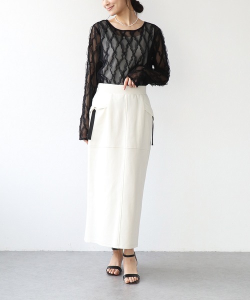 Jines（ジネス）の「チュールフリルトップス（Tシャツ/カットソー・レディース・ホワイト/ピンク/ブラック・38）」の12枚目の写真