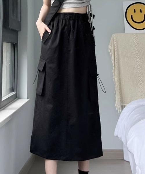 SallyLunn(サリーラン)の「ドロストカーゴ Iラインスカート(スカート・レディース・ブラック/チャコールグレー・LARGE/MEDIUM)」の1枚目の写真