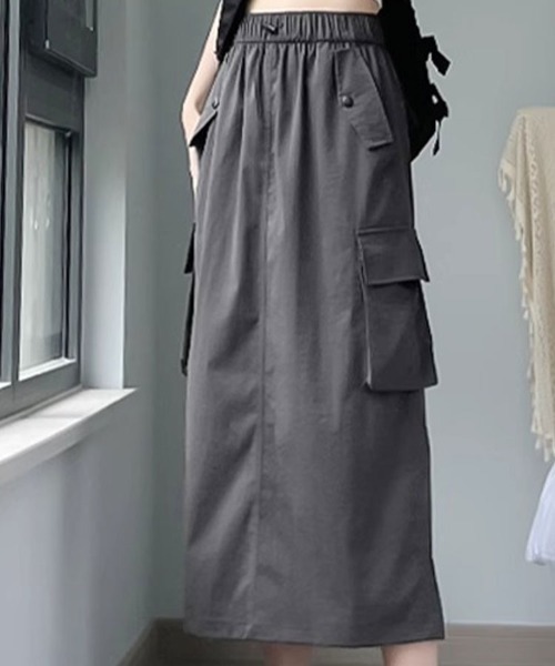 SallyLunn(サリーラン)の「ドロストカーゴ Iラインスカート(スカート・レディース・ブラック/チャコールグレー・LARGE/MEDIUM)」の3枚目の写真