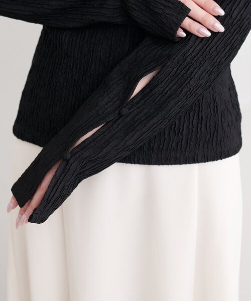 natural couture（ナチュラルクチュール）の「レース衿ロンT（ニット/セーター・レディース・ブラック/ライトベージュ/サックスブルー/ネイビー・FREE）」の13枚目の写真