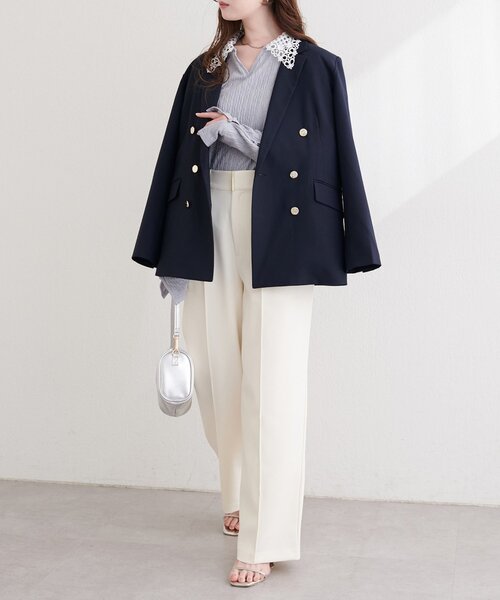 natural couture（ナチュラルクチュール）の「レース衿ロンT（ニット/セーター・レディース・ブラック/ライトベージュ/サックスブルー/ネイビー・FREE）」の14枚目の写真