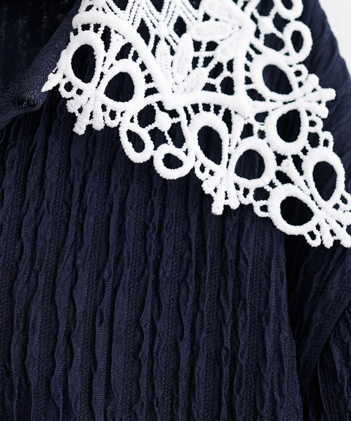 natural couture（ナチュラルクチュール）の「レース衿ロンT（ニット/セーター・レディース・ブラック/ライトベージュ/サックスブルー/ネイビー・FREE）」の21枚目の写真
