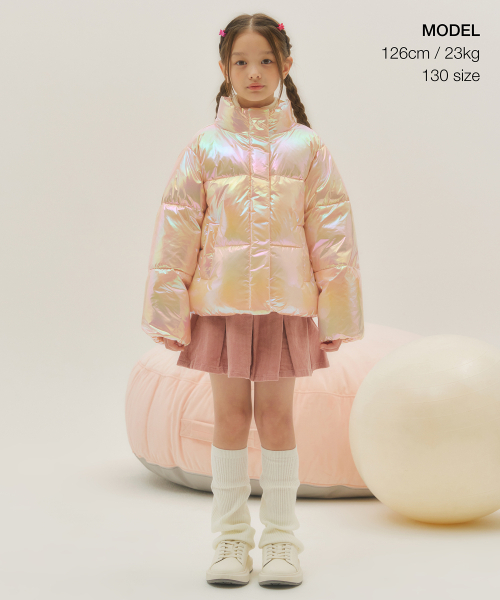 MUSINSA STANDARD KIDS（ムシンサスタンダードキッズ）の「ツインクルプファーショートダウンジャケット[ピンク]（ブルゾン・レディース・その他・100/110/120/130/140/150/160）」の2枚目の写真