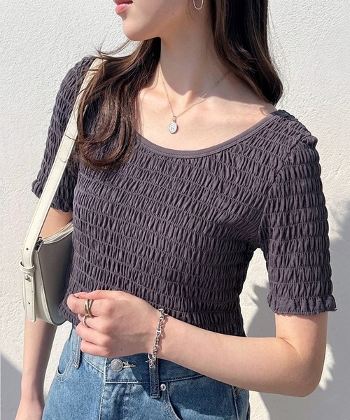GeeRA(ジーラ)の「バレエネックシャーリングコンパクトTシャツ(Tシャツ/カットソー・レディース・ブラック/オフホワイト/チャコール・SMALL/MEDIUM/LARGE)」の3枚目の写真