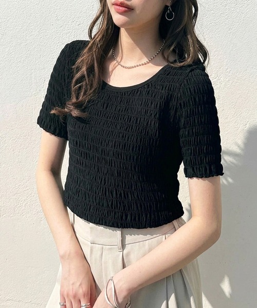 GeeRA(ジーラ)の「バレエネックシャーリングコンパクトTシャツ(Tシャツ/カットソー・レディース・ブラック/オフホワイト/チャコール・SMALL/MEDIUM/LARGE)」の2枚目の写真