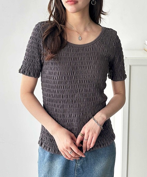 GeeRA(ジーラ)の「バレエネックシャーリングコンパクトTシャツ(Tシャツ/カットソー・レディース・ブラック/オフホワイト/チャコール・SMALL/MEDIUM/LARGE)」の12枚目の写真