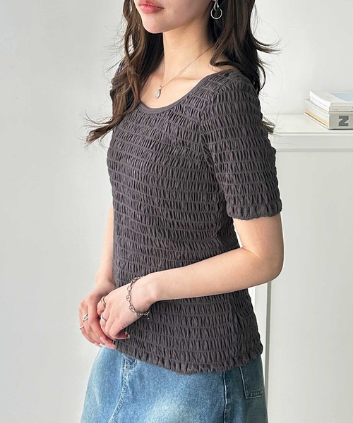 GeeRA(ジーラ)の「バレエネックシャーリングコンパクトTシャツ(Tシャツ/カットソー・レディース・ブラック/オフホワイト/チャコール・SMALL/MEDIUM/LARGE)」の13枚目の写真