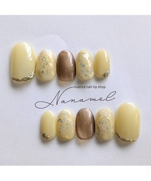 tone（トーン）の「【nanamel】ミモザネイル(ショートオーバル)(MA)（ネイルシール/ネイルチップ）」