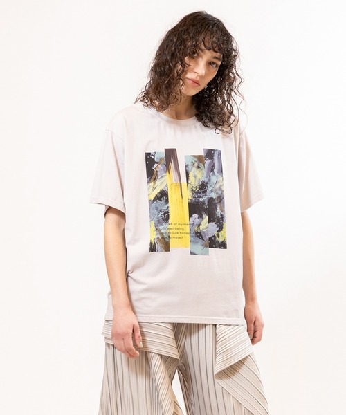 OSMOSIS（オズモーシス）の「プリントTシャツ（Tシャツ/カットソー・レディース・ホワイト/ライトグレー/ブラック・ONE SIZE）」の3枚目の写真